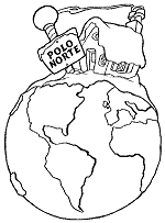 Mundo com casa no Plo Norte - Clica na figura para imprimir.